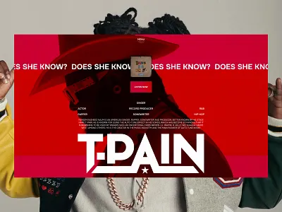 Hero Section - T-Pain art direct design editorial design graphic design hero section hip hop music musician t pain ui uiux design user interface web design