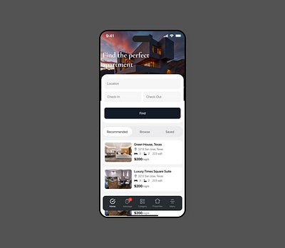 Rental App apartment rental app app design booking app design housing interface mobile mobile app mobile application mobileapp product design property finder real estate real estate app rental app suites ui uiux ux