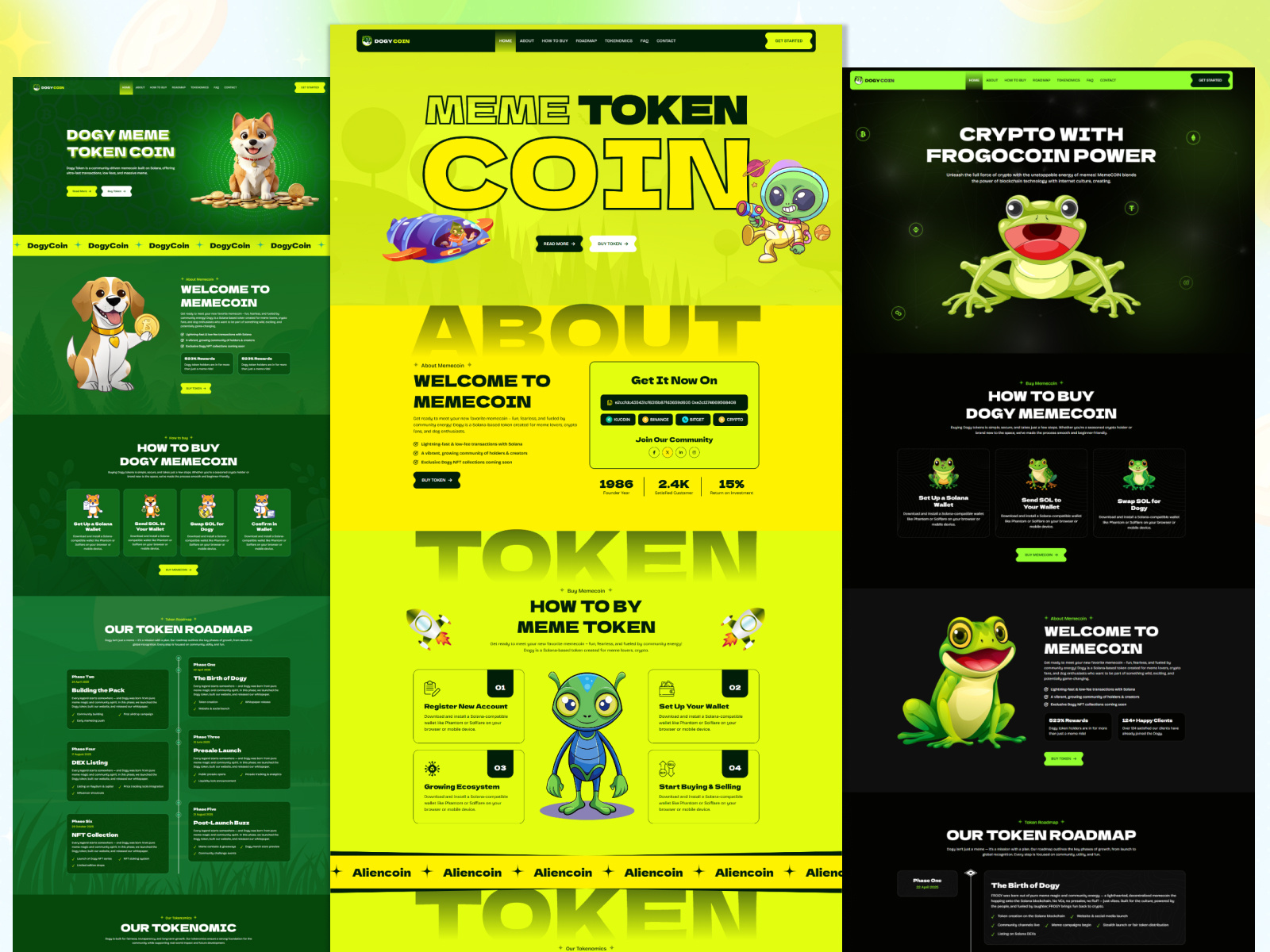MemeCoin- ICO & Crypto and Token Presale Platform Figma Template crypto currency dogycoin figma frogy frontend memcoin meme token sale ui website