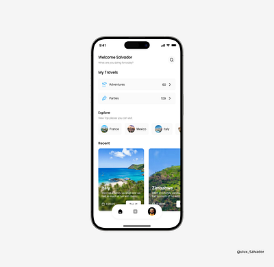 Document Travels and Parties experience country desination ecommerce explore figma fun graphic design home mobile party profile search travel ui uidesign ux