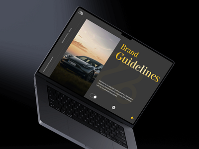 Monthor - Automotive Brand Guidelines in Laptop Mockup automotive brand branding business company design guidelines icons identity language layout logo mockup presentation stationery system typography visual yellow