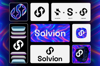 'Solvion' Modern Letter S Tech Logo Branding Design 3d logo app icon blockchain logo brand guideline branding connectivity crypto graphic design holographic letter logo logo logotype modern logo s letter logo saas startup logo tech logo visual identity