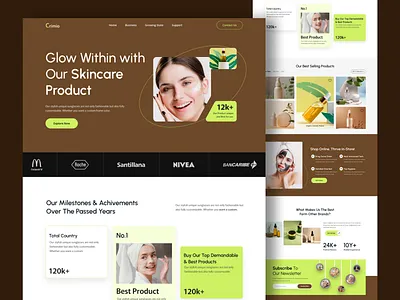 Crimio - Skincare Landing Page Website beauty cosmetics design ecommerce homepage landingpage skincare skincare landingpage skincare store skincare webdesign ui ux webdesign website