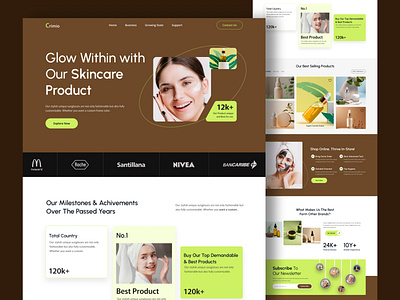 Crimio - Skincare Landing Page Website beauty cosmetics design ecommerce homepage landingpage skincare skincare landingpage skincare store skincare webdesign ui ux webdesign website