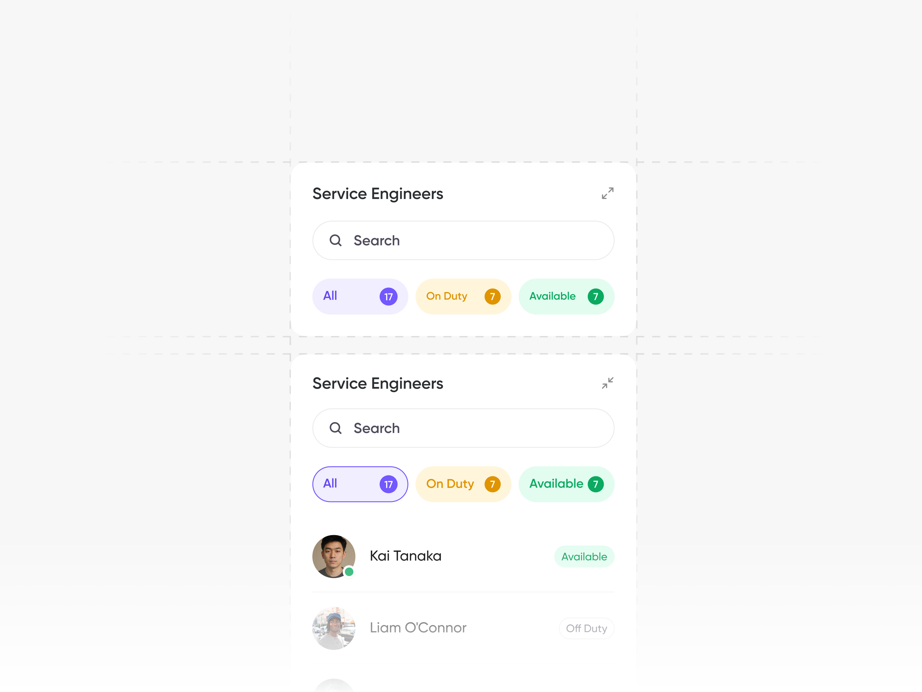 Status Summary Card filter interaction design microui minimalism modern ui search status ui uiux widget
