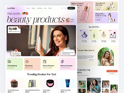 E-commerce Landing Page Design beauty product clean colorful ui ecommerce ecommerce landing page figma figma design finance landing page mockup ui product designer product landing page uiux uiux designer visual designer webapp