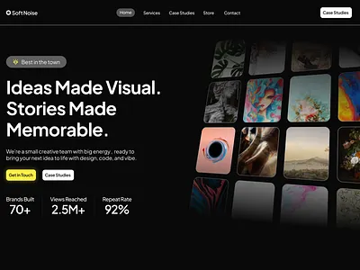 Creator | Art | Studio landing page art showcase branding clean clean landing page creators landing page dark mode design graphic design landing page saas studio landing page ui web design