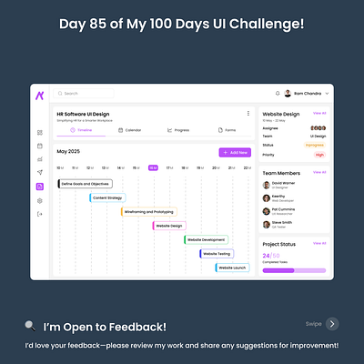 Day 85/100 - Project Timeline Screen dailyui dailyuichallenge figma project project timeline ui ux
