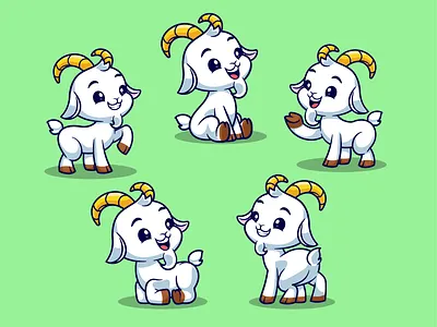 Sheep Goat🐏 animal pose baby animal branding character cute doodle farm farming flat funny goat grass icon illustration lamb logo mammal nature sheep