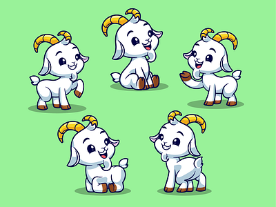 Sheep Goat🐏 animal pose baby animal branding character cute doodle farm farming flat funny goat grass icon illustration lamb logo mammal nature sheep