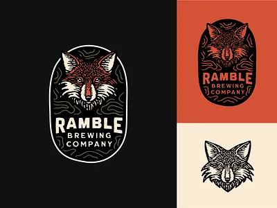 Ramble Brewing Co. beer brewery brewing fox illustration linocut nature ramble topography vector wilderness