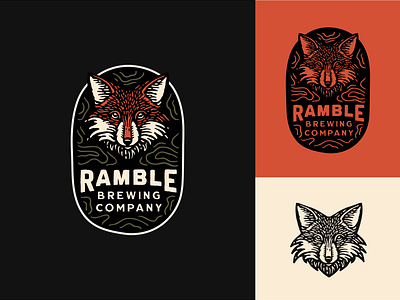 Ramble Brewing Co. beer brewery brewing fox illustration linocut nature ramble topography vector wilderness