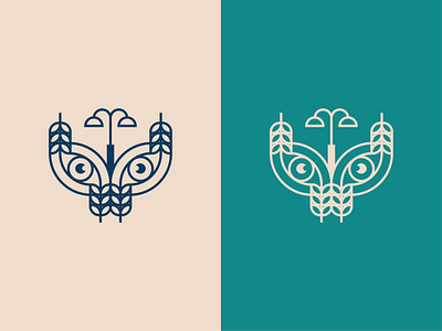 WHEAT & OWL bird branding design food forest graphic design illustration logo minimal logo nature night owl tree typography vector wheat
