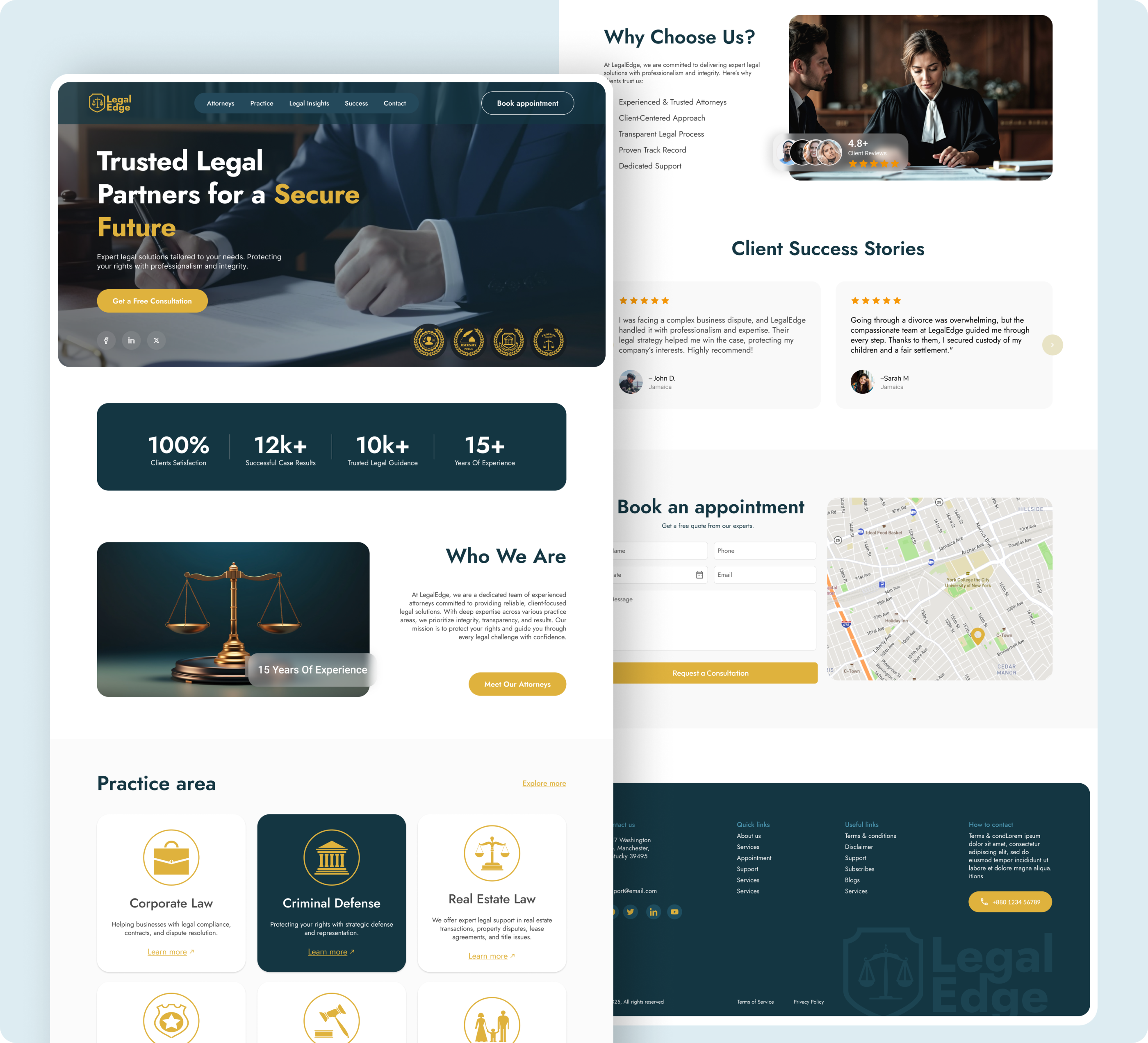 Modern & Trustworthy Law Firm Website Design best law firm business law expert experienced lawyers figma design landing page design law consultancy firm website law firm website law firm website design legal consultation legal representation legal services legal solutions product design professional legal help top rated law firm uiux design visual design website design
