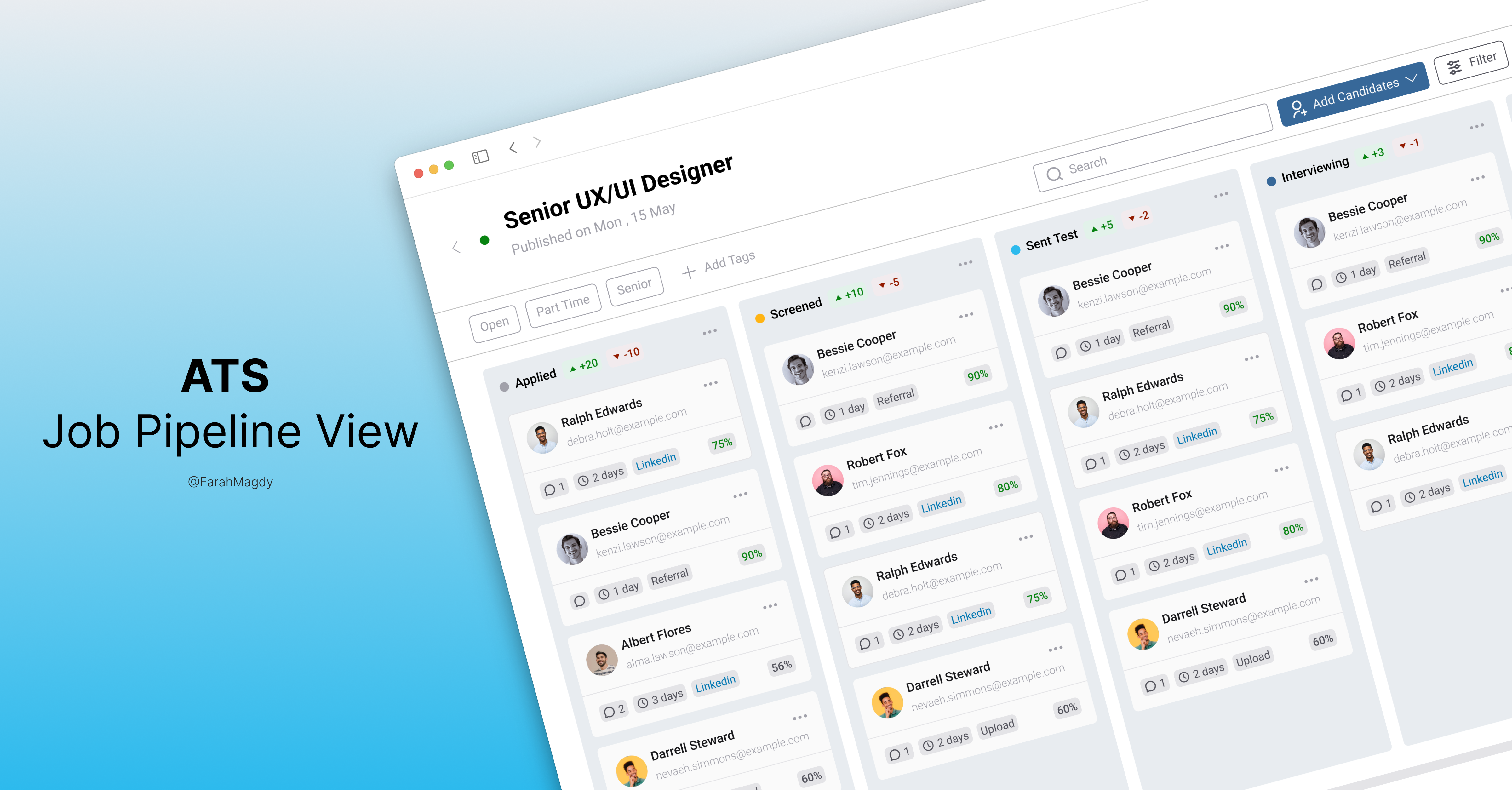 Applicant Tracking System (ATS) Dashboard interactiondesign ui ux uxui design