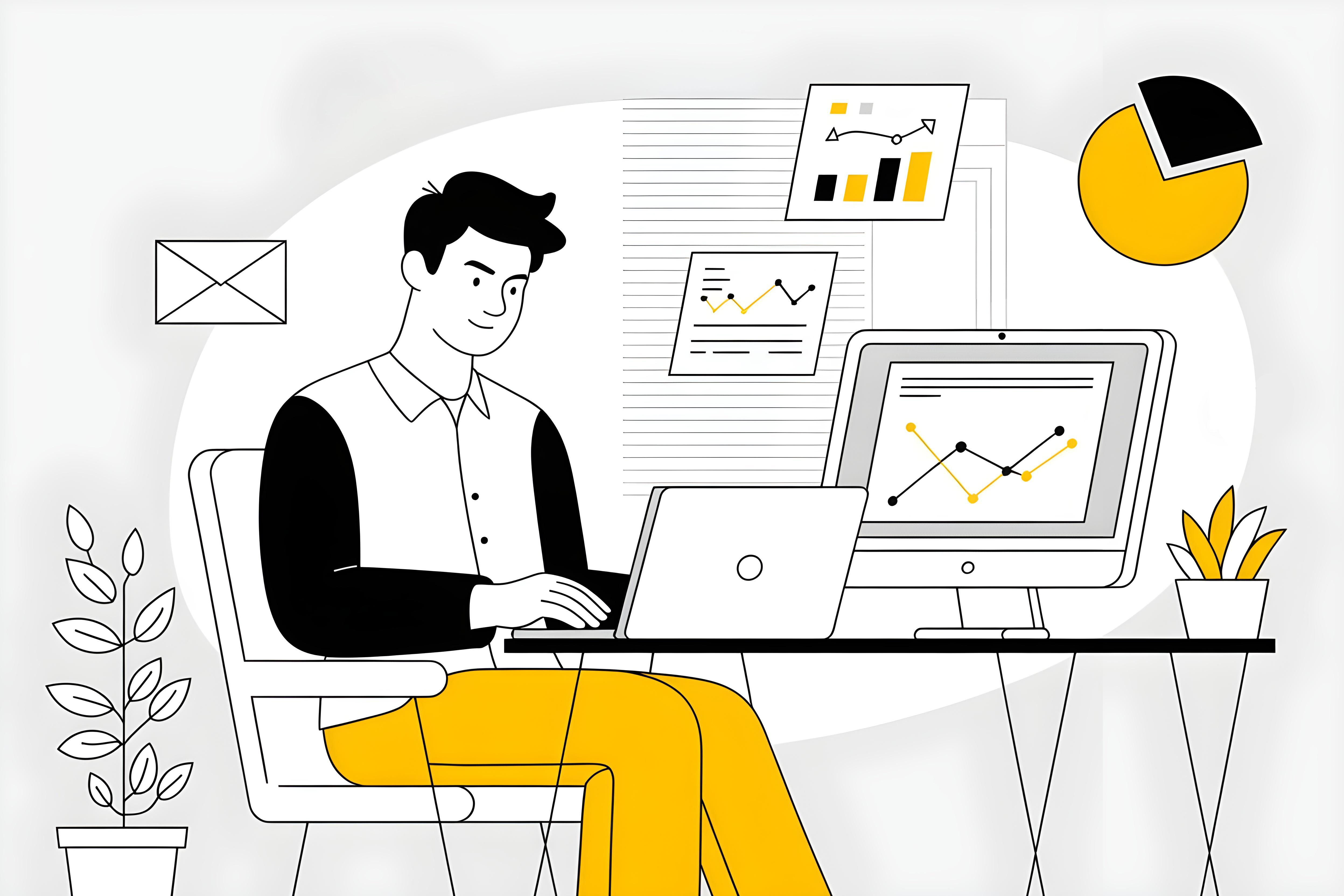 Working time at office - Vector illustration abstract animation app branding colorful creative design graphic design illustration job logo media ui ux vector web