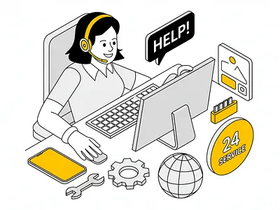 Help desk 24-hour service vector illustration animation app brand branding creative customer design graphic design helpline illustration logo motion graphics service ui ux vector