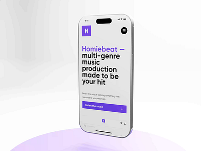 Homiebeat — mobile version website 3d app app desing design minimalism ui ui design ui ux ux web website design