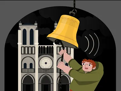 Vector illustration “Quasimodo and Notre Dame Cathedral” illustration paris vector