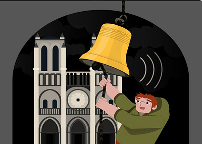 Vector illustration “Quasimodo and Notre Dame Cathedral” illustration paris vector
