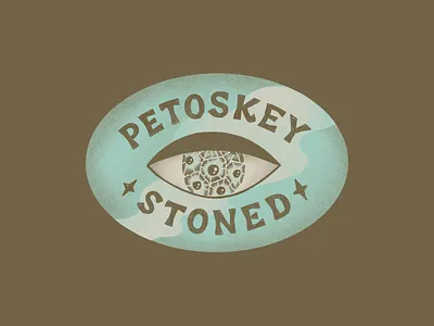 Petoskey Stoned cannabis eye great lakes hand drawn hand lettering illustration lake michigan lettering michigan petoskey rock rock hound sticker stoned stoner texture