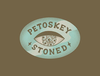 Petoskey Stoned cannabis eye great lakes hand drawn hand lettering illustration lake michigan lettering michigan petoskey rock rock hound sticker stoned stoner texture