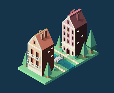 Isometry “Amsterdam” 2dart digitalart illustration изометрическаяиллюстрация изометриядизайн объемнаяграфика
