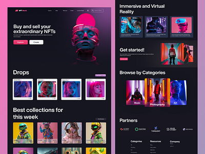 NFT Marketplace Web App UX/UI Design | Landing Page design figma illustration nft landing page saas design ui design user centric user experience uxui web3