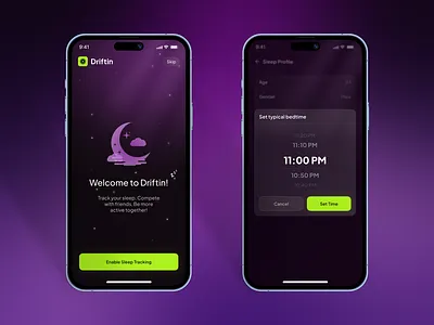 Sleep Tracking App UI 3d app ui best ui blur clean color ui design glass effect gradient health app healthcare minimal mobile app modern app simple sleep tracking app trending ui ui ui design ux