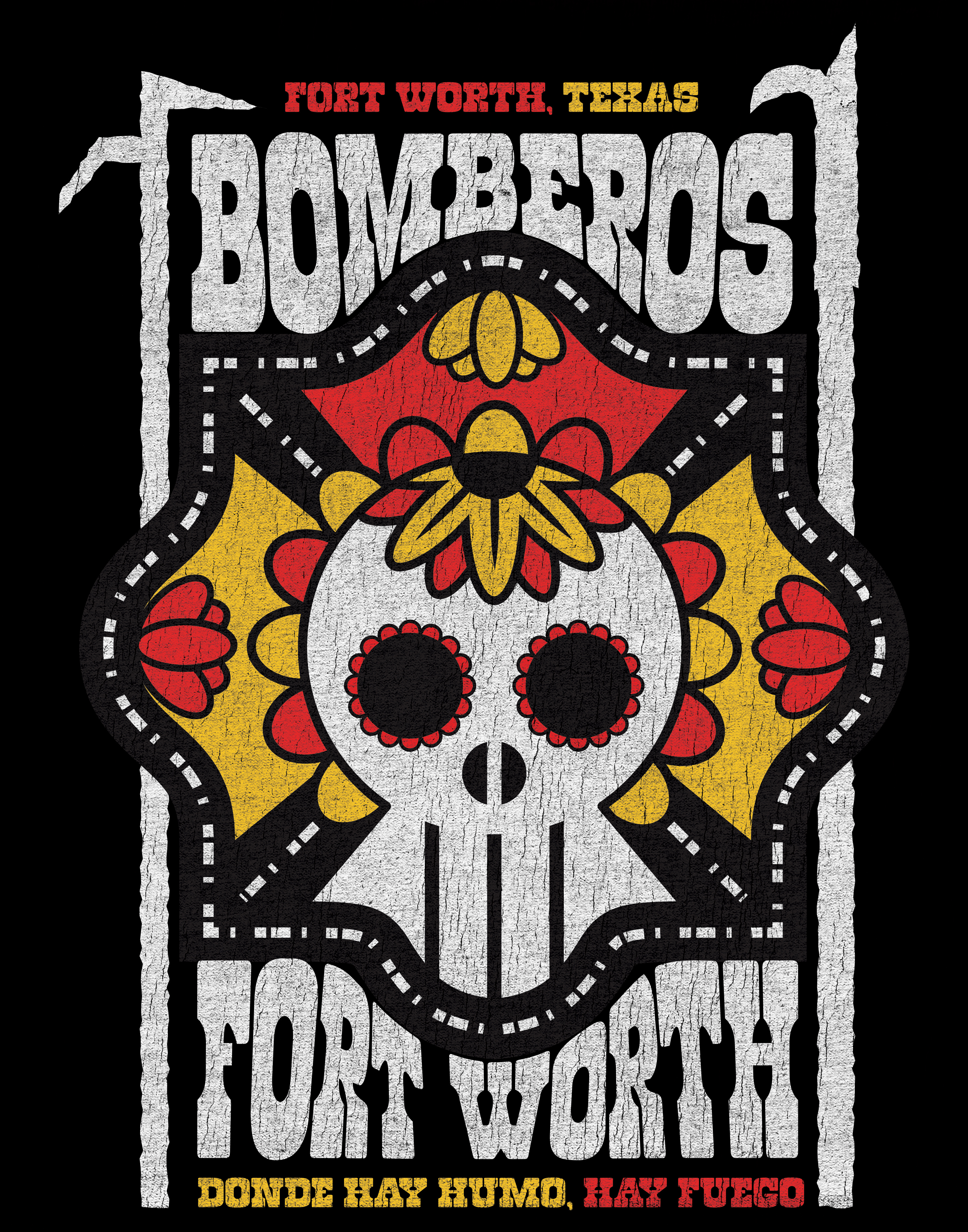 Bomberos bomberos branding design firefighter logo maltese skull sugar skull