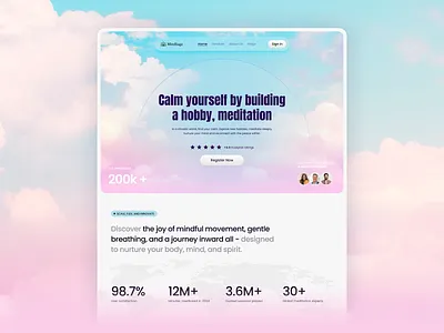 MindSage - Meditation Website design graphic design interfacedesign landing page ui landingpage landingpagedesing landingui mindfulnessdesign selfcareapp ui uidesign uiux ux webdesign wellnessui