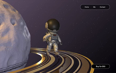 Landing Page for the Astronaut Developer 3d animation landing page ui