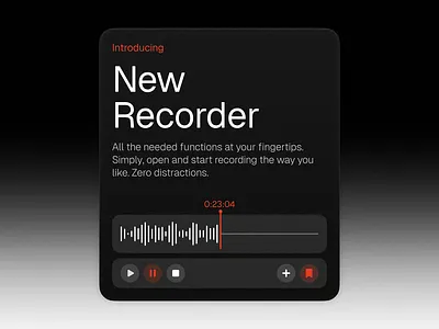 Voice Recorder Interface audio interface clean layout flat interface focus mode functional design intuitive ux mobile ui modern interface product design recording feature recording tool smart recorder ui design user control ux concept ux design voice notes voice recorder waveform design