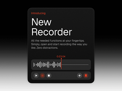 Voice Recorder Interface audio interface clean layout flat interface focus mode functional design intuitive ux mobile ui modern interface product design recording feature recording tool smart recorder ui design user control ux concept ux design voice notes voice recorder waveform design