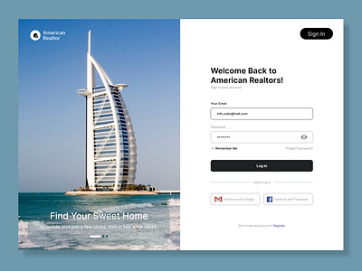 Smart Access – Real Estate Sign-In Page UI, Seamless Experience. cleandesign dribbbleshots loginpagedesign minimalui modernwebdesign propertytech realestateplatform realestateui uxdesign webappui