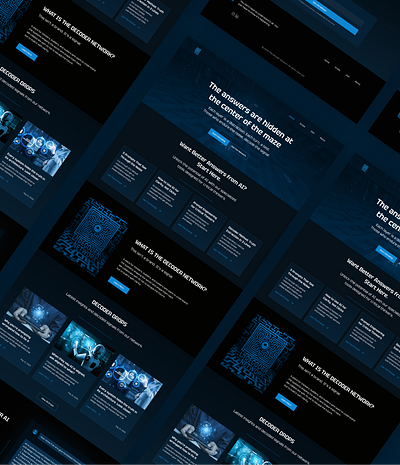 Landing page UI design for "The Decoder Network" ai dark digital experience figma homepage landing page ui user user interface ux web web design