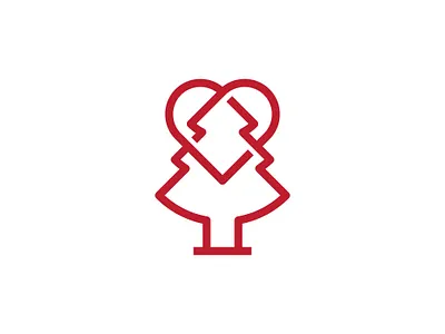 Minimal Pine Heart Logo beauty brand and identity care carpentry charity foundation green heart landscape leaf love minimal nature pine plant premade logos sleek spa tree wood