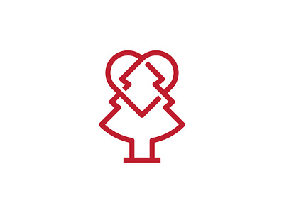 Minimal Pine Heart Logo beauty brand and identity care carpentry charity foundation green heart landscape leaf love minimal nature pine plant premade logos sleek spa tree wood