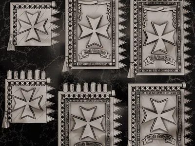 Black Templars Banners - Made for 3d printing 3d 3d art 3d model 3d printing 3d sculpting blender design warhammer