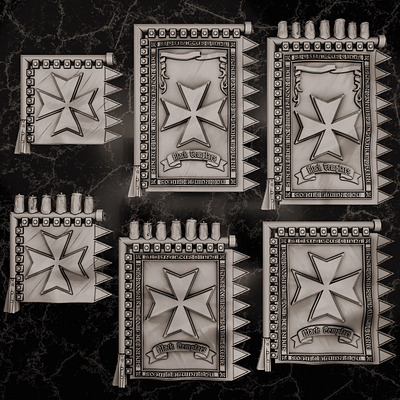 Black Templars Banners - Made for 3d printing 3d 3d art 3d model 3d printing 3d sculpting blender design warhammer
