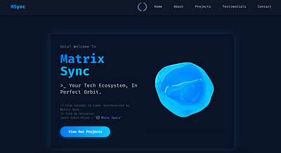 Matrix Sync New Landing Page 3d branding company landingpage motion graphics tech ui website