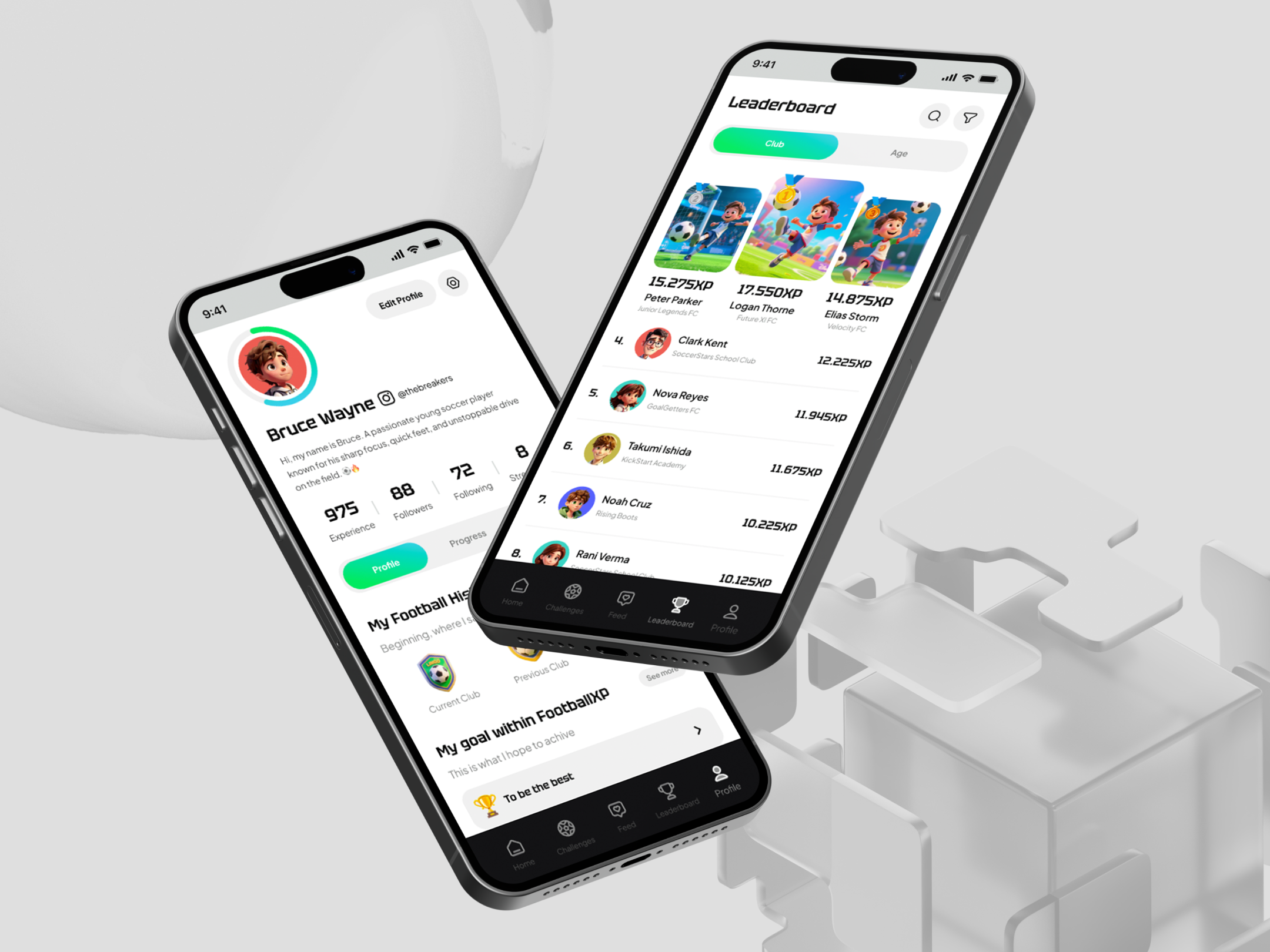 FootyXP | Mobile App Design app challenge design development football goals illustration mobile motivates playful service skills soccer social media suarasa track training ui website