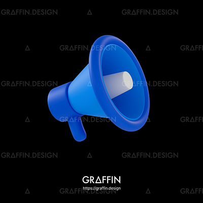 3D Megaphone Icon (Blue Ver.) announcement