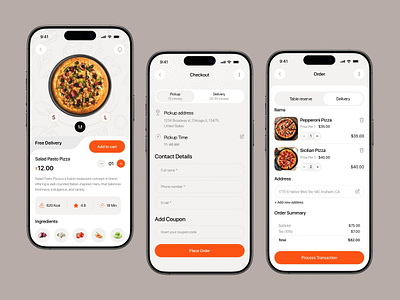 Food Order Screens 3d animation branding creative interface design dribbbleshots. dribble portfolio graphic design illustration logo motion graphics ui