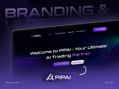 PIPAI – Brand Identity & UI Design for AI Tech Startup ai platform visuals ai ui design branding crypto landing page crypto ui defi ui futuristic branding hero section home page landinf page logo design mobile responsive ui design saas website saas website design tech ui design ui design web design web3 ui