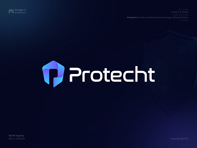 Letter P, Shield, Technology Protection Logo best logo branding gadient icon identity letter mark letter p logo logo logo design logo designer logo icon logo mark marca modern logo pro logo protection logo shield logo symbol technology logo