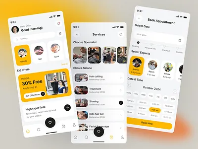 Barber Salon Booking Mobile App Concept barber app barber app concept barber booking barbershop app beauty app beauty salon beauty salon design best hair salon best hair salon appointment app hair cut hair dresser app hair stylist hair stylist app haircut app hairdresser app mobile app salon app salon booking salon booking app salons services