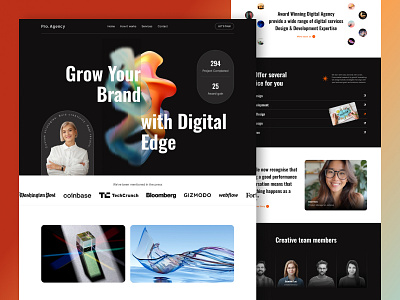 Pro. Agency – Digital Agency Landing Page UI Design 3d illustration web agency landing agency website bold typography ui clean ui clean ui concept client testimonial ui company website creative agency creative agency website digital agency digital agency landing page figma web design landing page responsive website ui style guide ui uiux design web web design website
