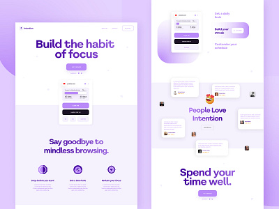 Intention - Landing Page design figma landing page ui web design website design