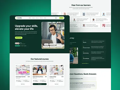 E-learning website ui design - Edumile edtech elearning landingpage learningplatform moderndesign onlinecourse responsivedesign uiux uxuidesign webdesign websiteconcept